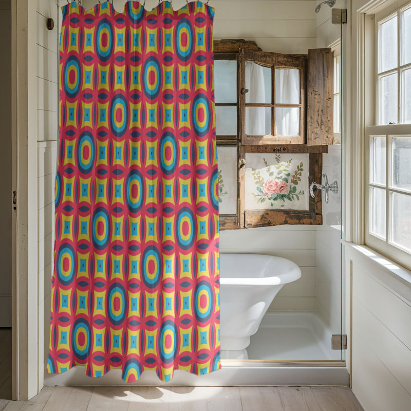 Rideau de douche multicolore, H 74 po x l 71 po