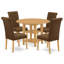 Ensemble de salle à manger 5 pièces comprenant une table de cuisine ronde avec abattant et étagères et 4 chaises Parson en tissu lin beige clair, 107 x 107 cm, blanc lin-1205175207-1205175205