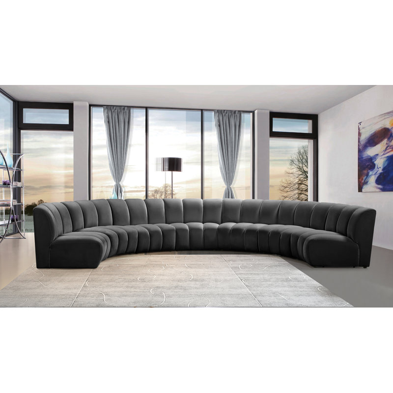 Canapé modulaire en velours Infinity, Velours gris, 7 pièces