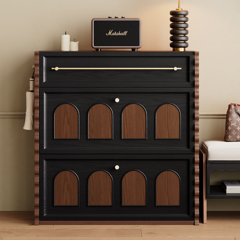 Armoire à chaussures extensible 33,07 po brun-noir - Rangement de vestibule à largeur réglable, conception peu encombrante