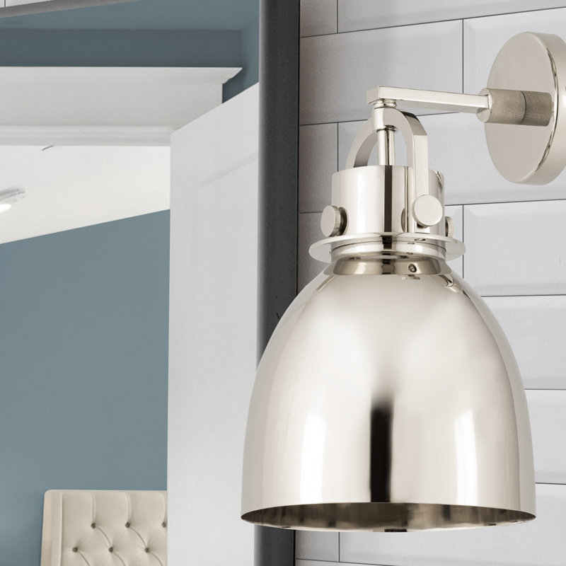 Applique murale en métal 1 lumière 8 po Badillo Newton, Nickel poli