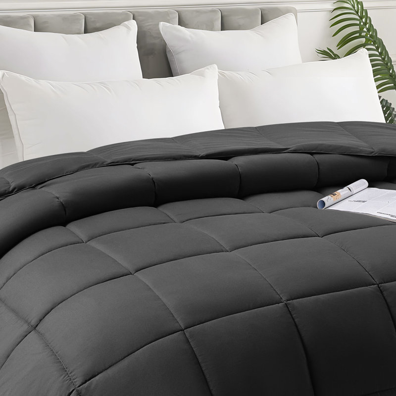 Breathable Box-stitch All Season Down Alternative Comforter, Gray, Twin Comforter