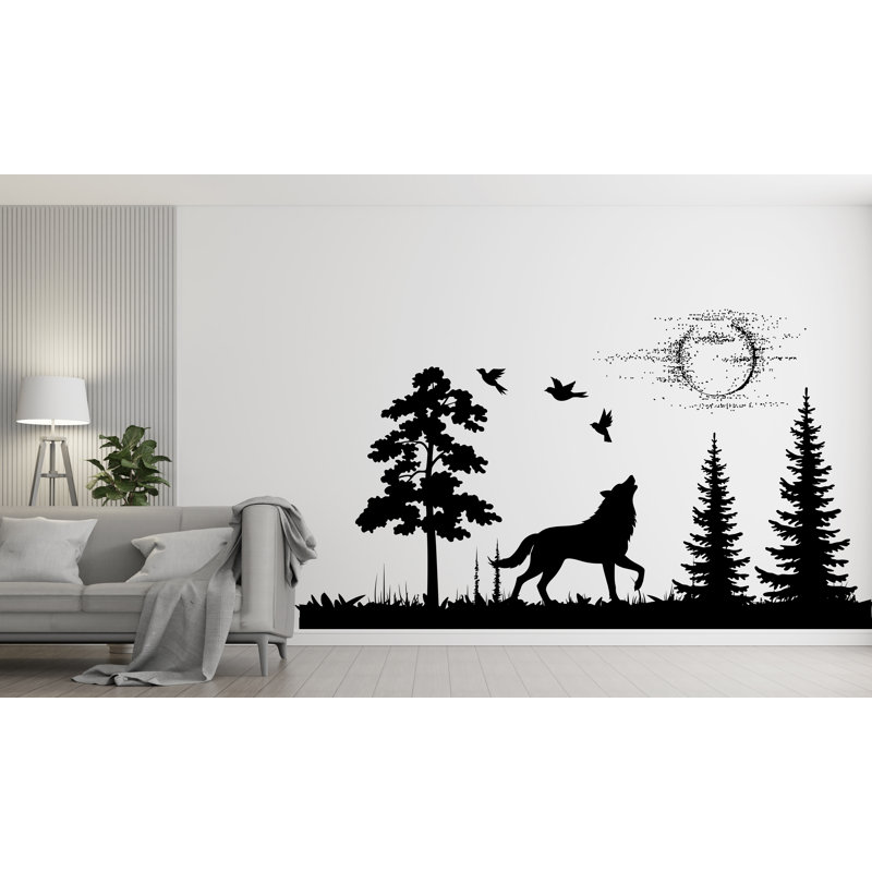 Adhésif décoratif loup, animaux, Lilas, H 45 po x l 81 po