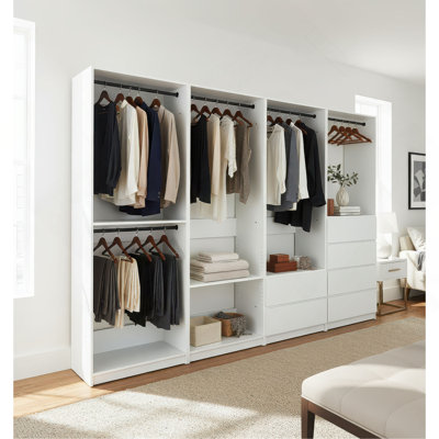 Prosper White Freestanding Walk In Wood Closet System