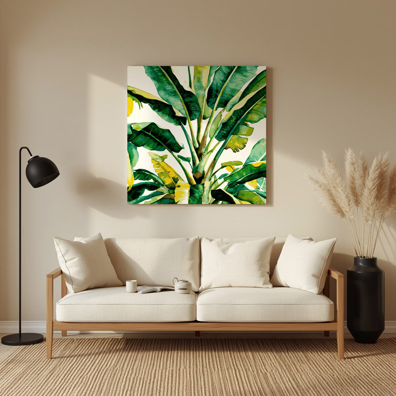 Aquarelle botanique 55, art mural en métal beige, H 12 po x l 12 po