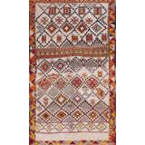 Vintage Tribal Geometric Design Moroccan Wool Pile Berber Carpet
