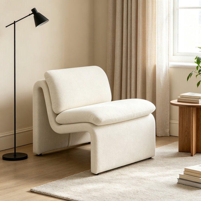 Fauteuil d'appoint en tissu bouclé ivoire