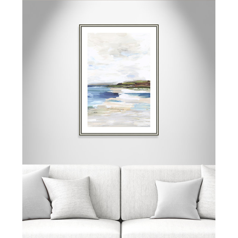 Terres lointaines I - Cadre photo, reproduction d'art sur papier, Papier avec cadre argenté