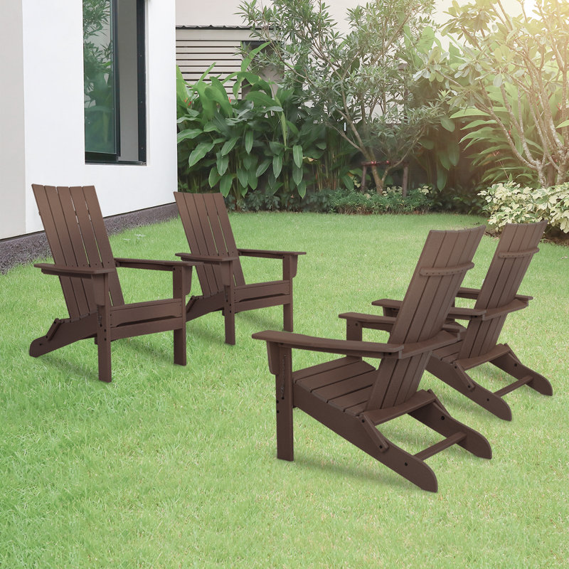 Ensemble de 4 chaises pliantes Durapatio Adirondack, Brun foncé
