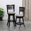 Tabouret pivotant à dossier à lattes de 24 po de hauteur comptoir, finition espresso, siège en tissu beige-1996414226-1996414224