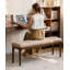 Banc rectangulaire minimaliste en noyer et cuir pour le salon et la chambre.-1614302475