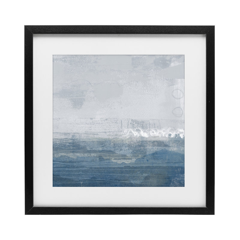 «Ocean Tide», reproduction abstraite encadrée sous verre, conception de Dan Meneely, H 13 po x l 13 po, Cadre noir minuit