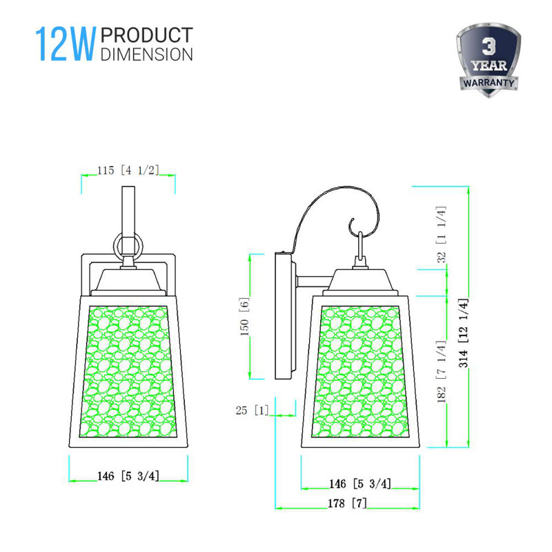 Ismail LED Wall Light, Textured Black