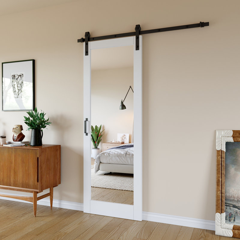 𝗙𝘂𝗹𝗹-𝗔𝘀𝘀𝗲𝗺𝗯𝗹𝗲𝗱 𝗗𝗼𝗼𝗿 𝗣𝗮𝗻𝗲𝗹𝘀, portes de grange coulissantes en bois massif 1-Lite avec trousse de quincaillerie d'installation