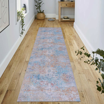 Tapis de couloir 2 pi 6 po x 10 pi lavable, à poils courts, antidérapant, antidérapant, pliable, adapté aux enfants et aux animaux de compagnie