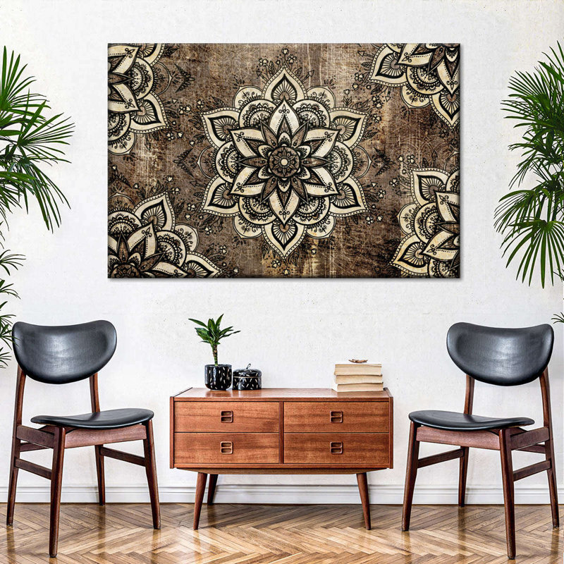 Impression sur toile Floral Mandalas géométriques, H 8 po x l 12 po x P 1 po