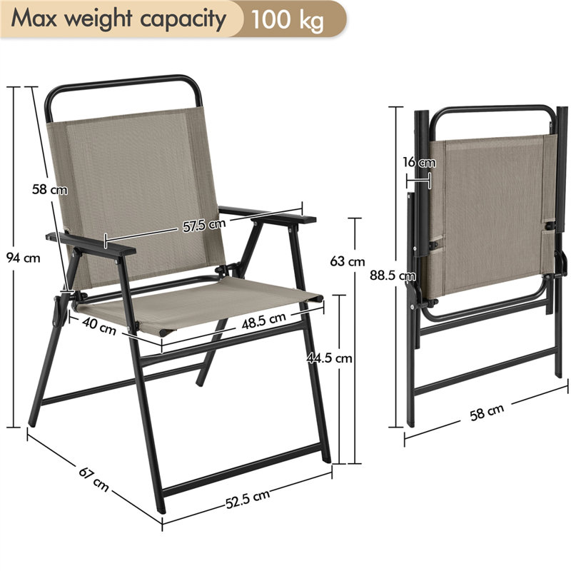 Folding Patio Dining Armchair, Brown, 4