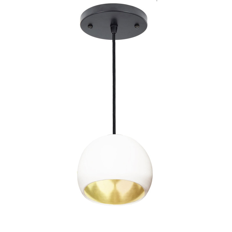 1 - Light Pendant, White, LED, Matte White/Brass
