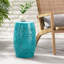 Table d'appoint extérieure en métal 12 po Ruby, table d'appoint à motif floral à découpes bleu sarcelle, table de bout en fer résistante aux intempéries pour patio, balcon, jardin, salon