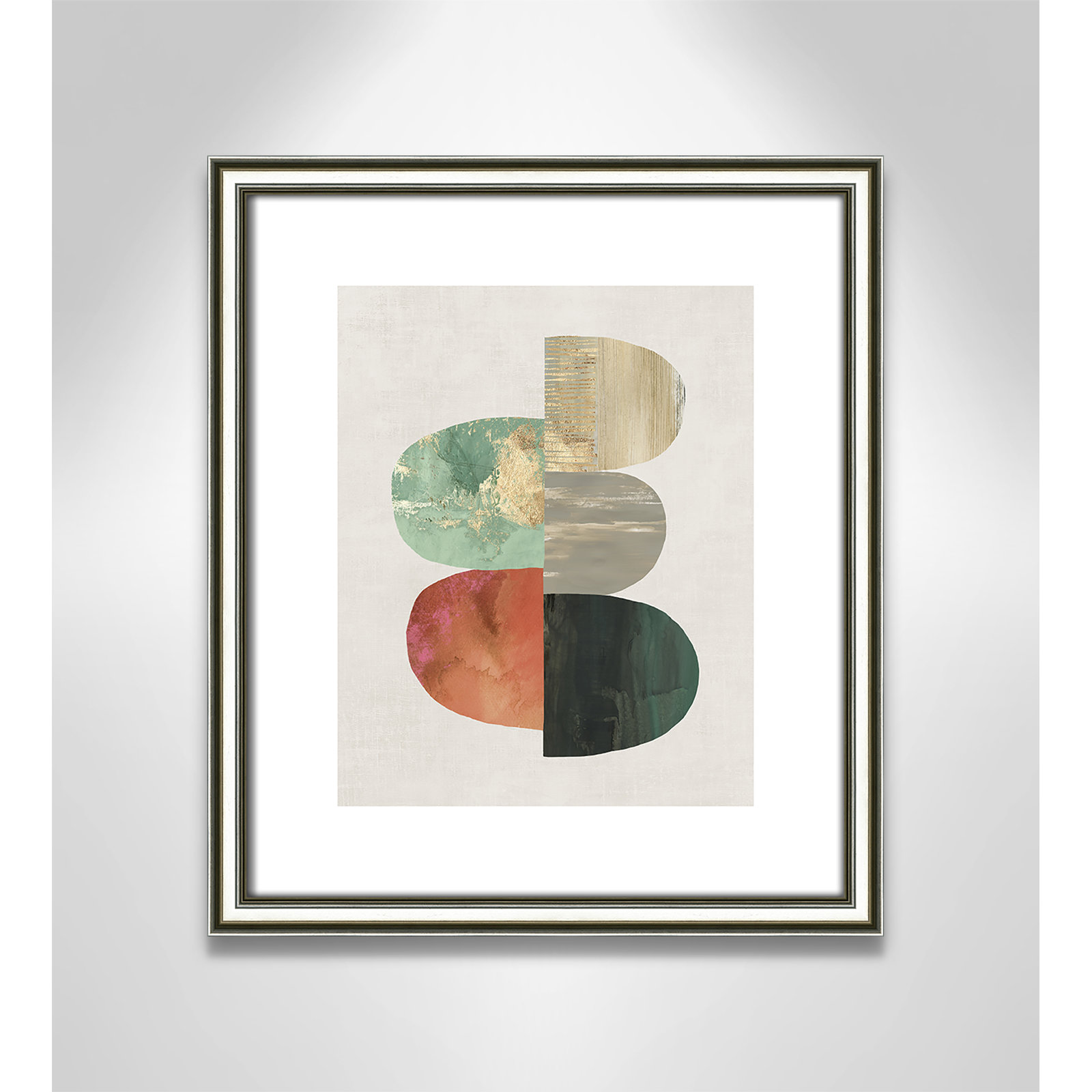 Evolving Energy I - Painting Print, Picture Framed Paper, 15" H x 13" W, White Wood