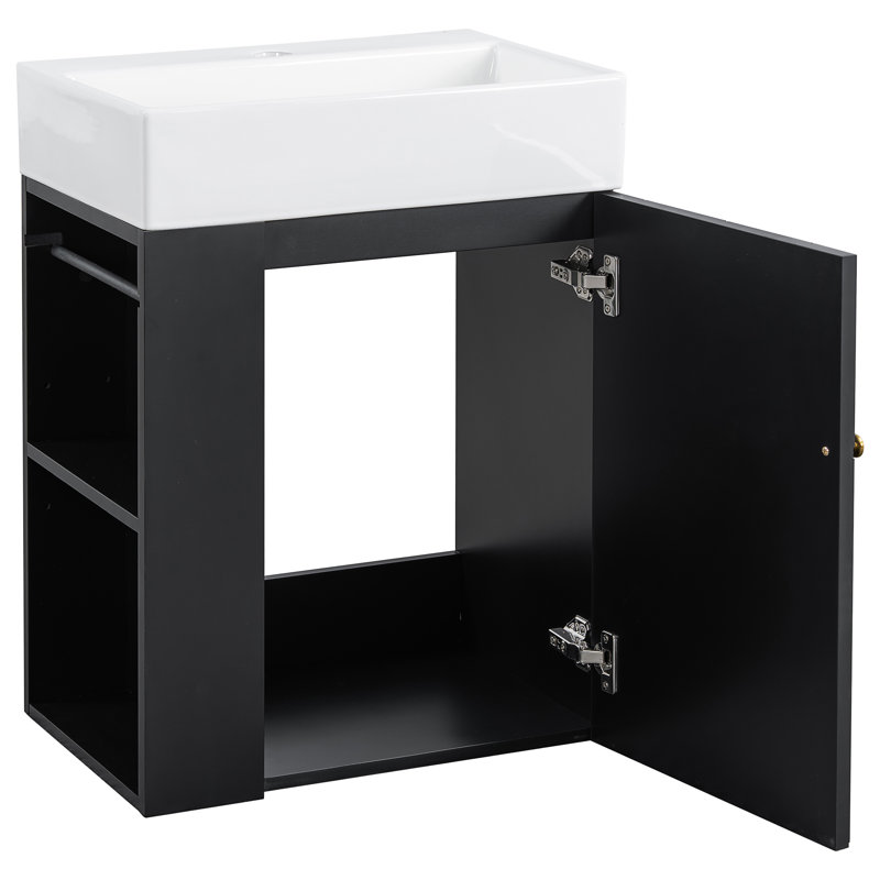 Meuble-lavabo 20 po avec lavabo en céramique, Noir