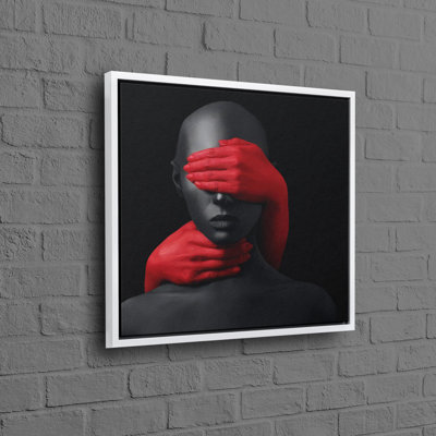 Contemporary Black and Red Bohemian Canvas Art Ideal for Modern Wall Aesthetics in Bedrooms or Living Rooms