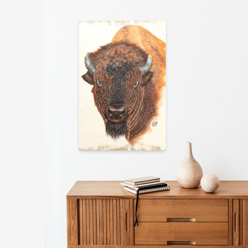 Wildly Free Contemporary Buffalo Wildlife Art, H 24 po x l 16 po