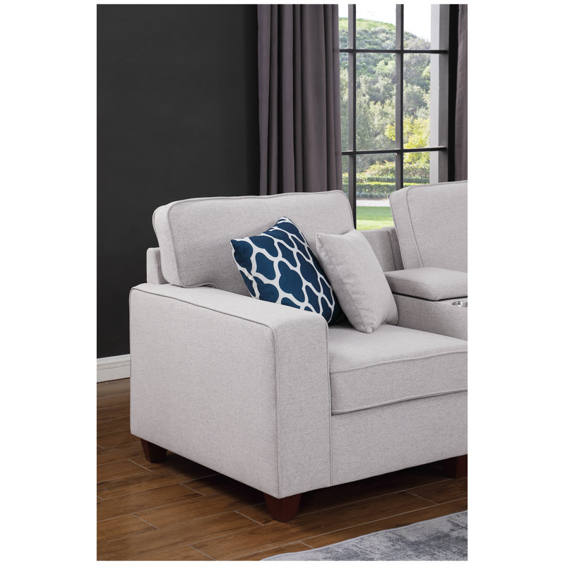 Canapé modulaire rembourré avec repose-pieds 9 pièces Eric, Black Linen