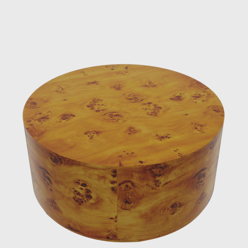 Round Coffee Table, Brown Wood