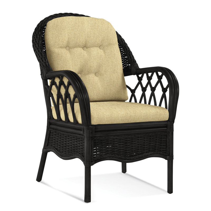 Everglade Upholstered Arm Chair, Antique Black, Blue Gingham; 0112-63