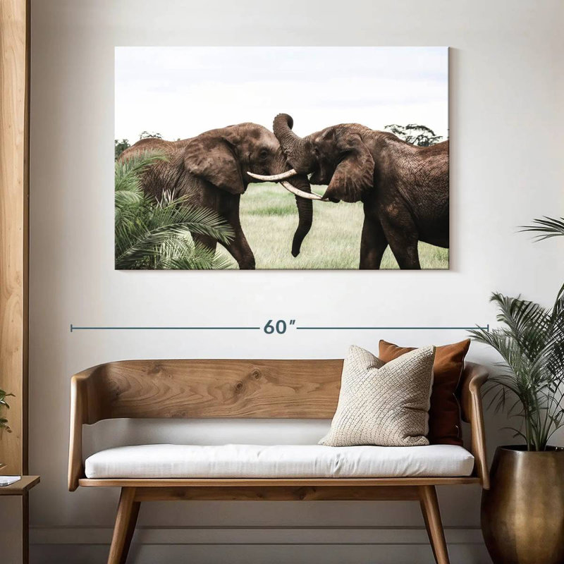 Brampt Playing Elephants, 32" H x 48" W
