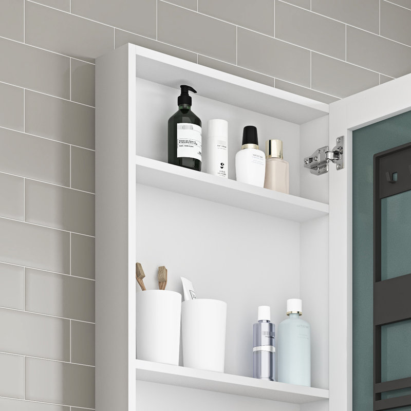 20''X30'' Bathroom Medicine Cabinet, Beveled Mirror Edges, Right Opening, Generous Soap Dish Storage, High- Mirror, Hinges, White Engineered Wood Door, Ample Storage Area,