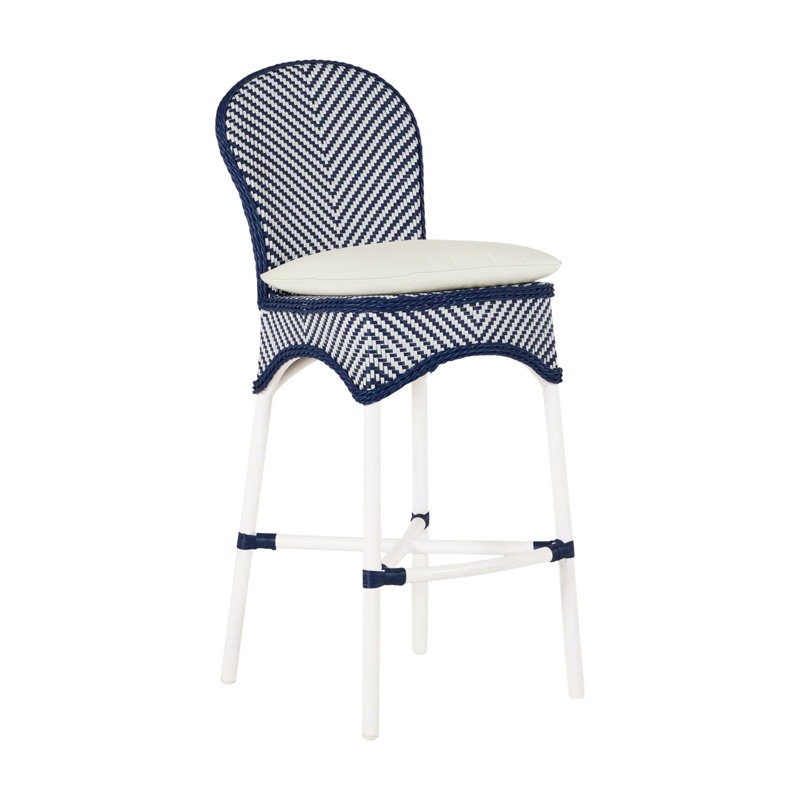 Tabouret Savoy - Craie, blanc et bleu marine, Pas de soudure, Blanc naturel, Craie / blanc / bleu marine