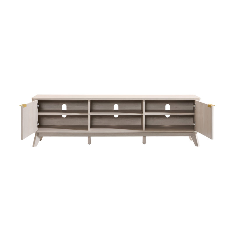 Console média 70 po Mid Century, Aulne blanc
