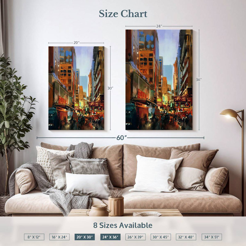 Sireci Bustling Street, 36" H x 24" W