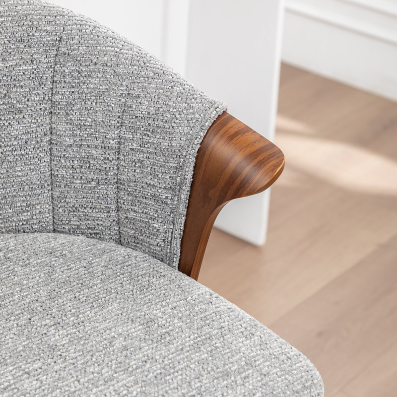 Devault Swivel Upholstered Counter Stool With Wood Frame, Gray
