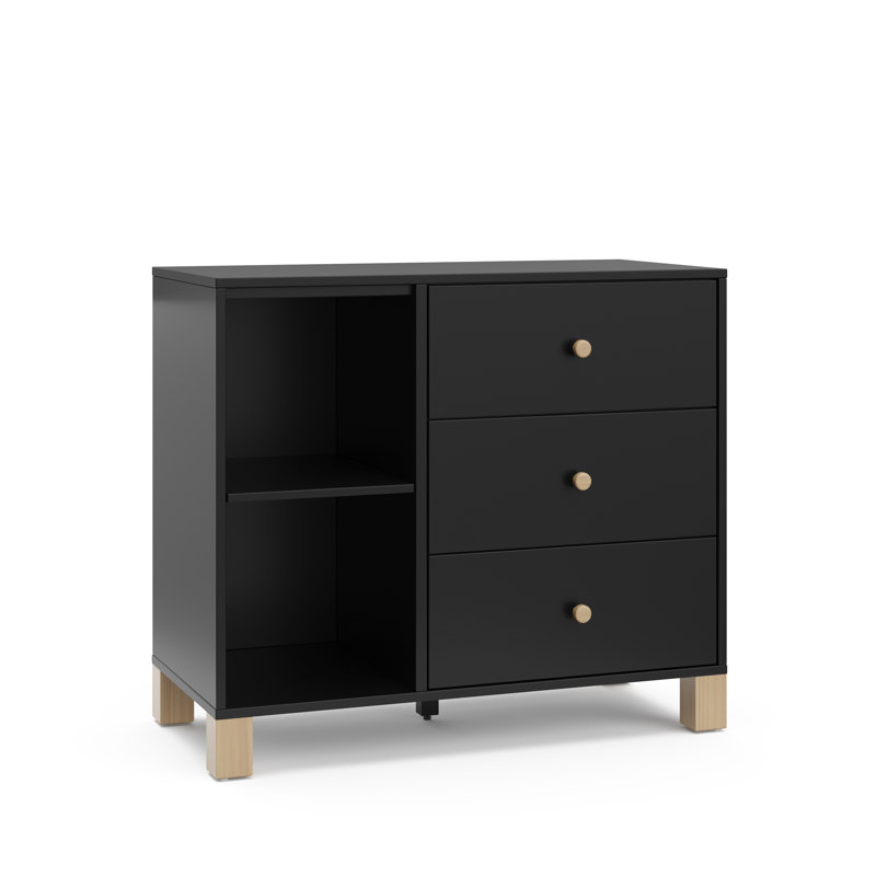 California 3 Drawer Combo Dresser, Black