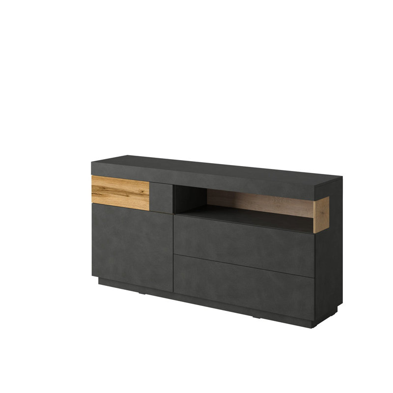 Aydee 169cm Sideboard, Black/Wotan Oak