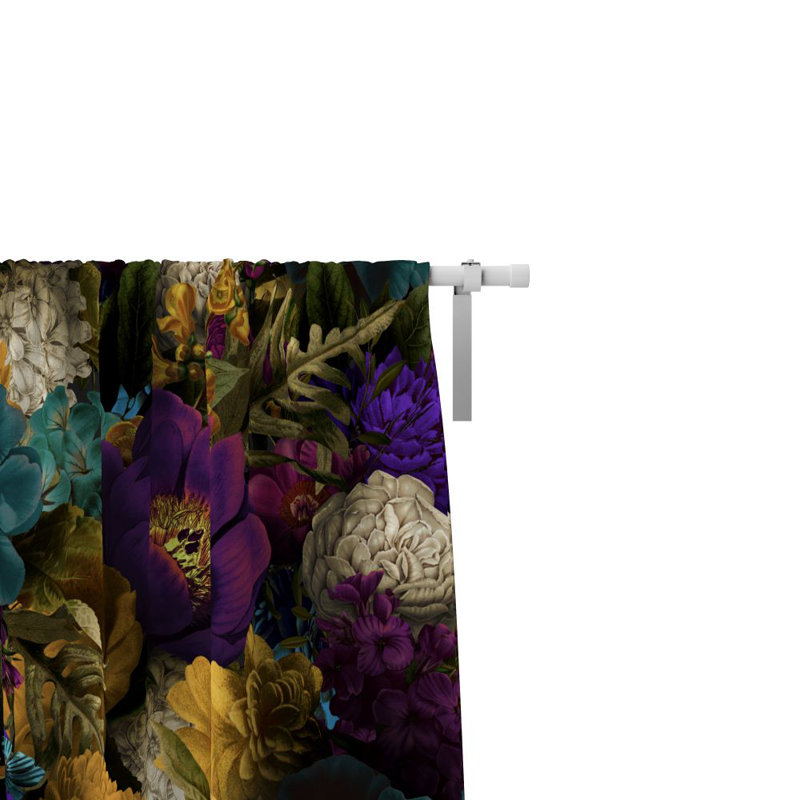 Panneau de rideau simple semi-transparent floral, L 20 po x L 61 po