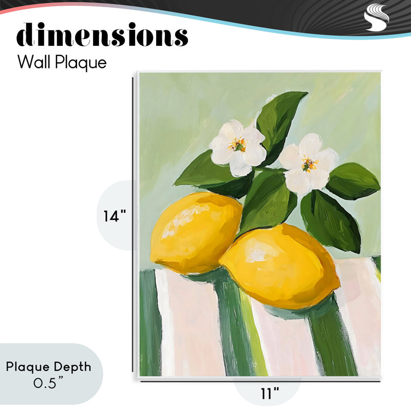 Citrons et marguerites sur nappe murale, design par The Prints Vibe