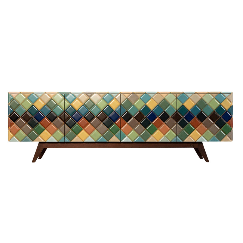 Sideboard 81'' Solid Wood Sideboard, Opaque Color