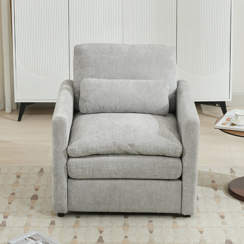 Fauteuil en chenille 31,9 po, Chenille gris pâle