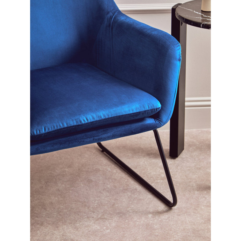 Velvet Club Chair, Blue Velvet/Black