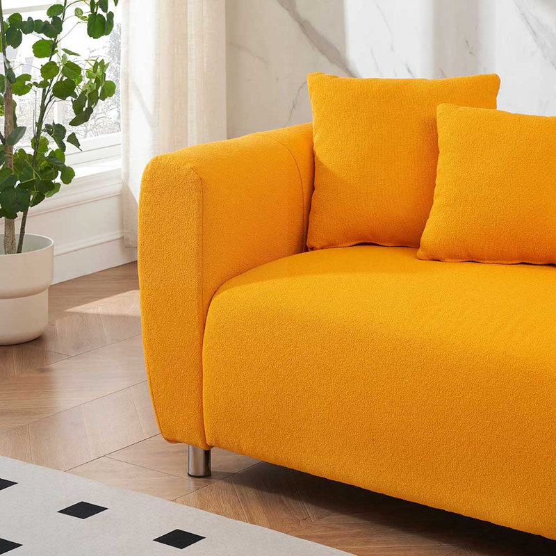 Canapé à accoudoirs carrés de 88,98 po Olimpiu, Yellow Polyester Blend