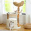 Arbre à chat moderne avec poteau à griffer en bois massif naturel, tour à chat de 101,6 cm avec panier en osier spacieux, grand hamac, condo de luxe pour chats d'intérieur