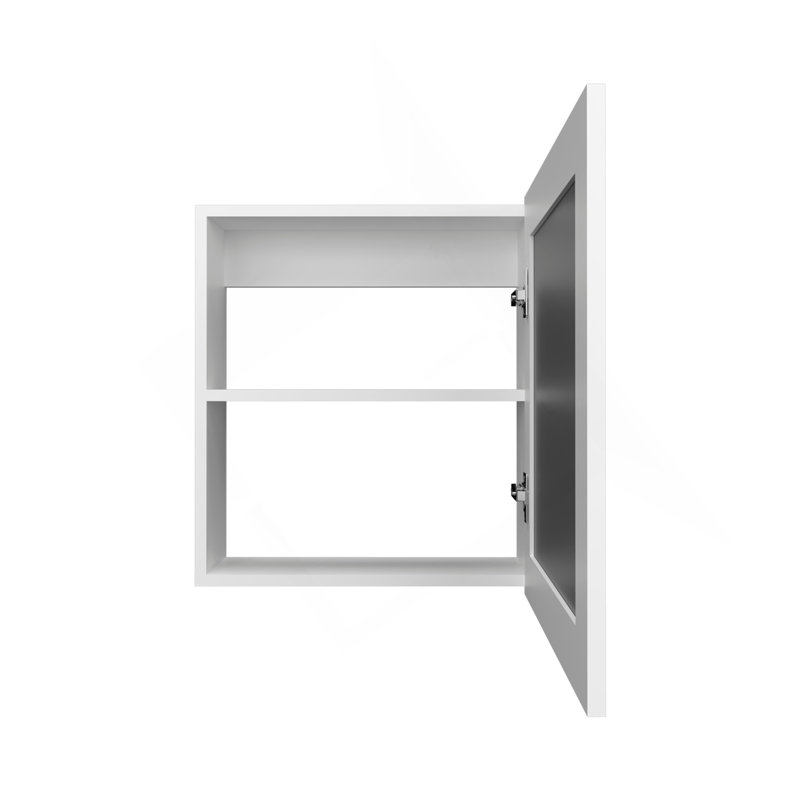 Pharmacie H 20,5 po, avec 2 tablettes, 1 porte et 1 miroir, blanc, Blanc