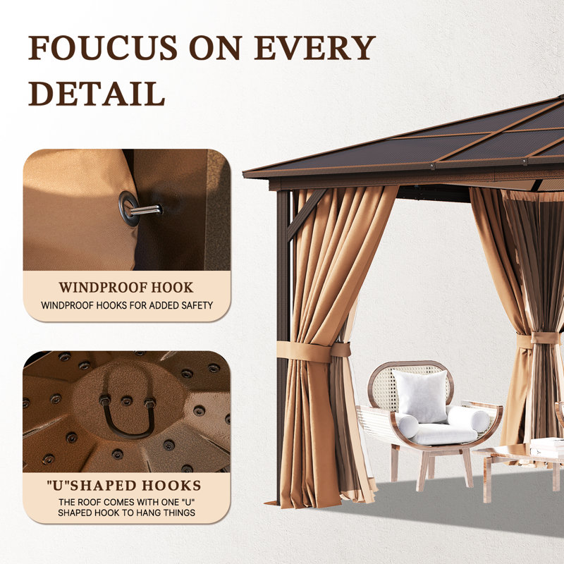 12 Ft. W X 10 Ft. D Hardtop Patio Gazebo