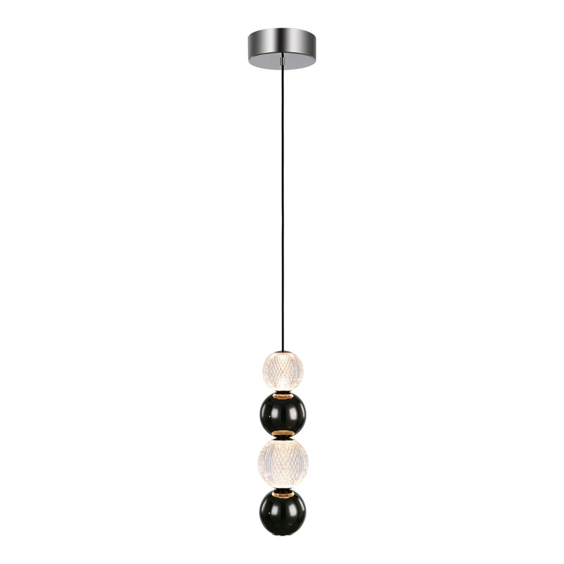 Onyx 1 - Light LED Unique/Statement Pendant, Polished Nickel