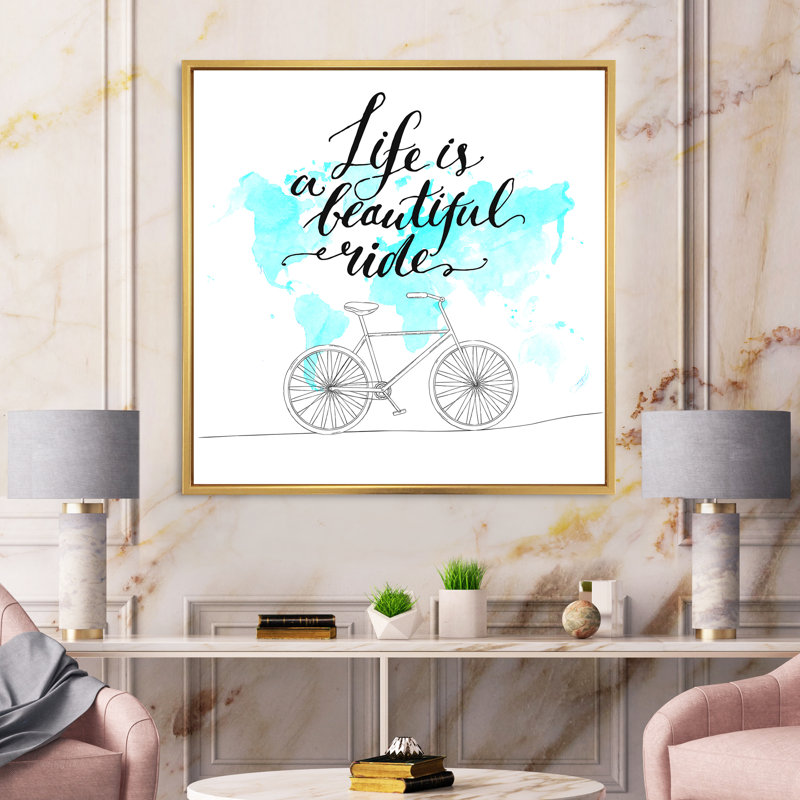Life Is a Beautiful Ride - Art textuel sur toile, H 36 po x l 36 po x P 1 po, Toile encadrée d'or