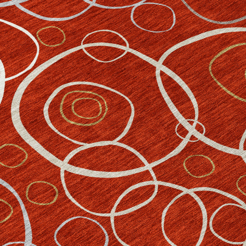 Machine Washable Indoor/Outdoor Kugler ACN2408 Geometric Rug, Rectangle 1'8" x 2'6"